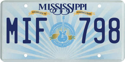 MS license plate MIF798