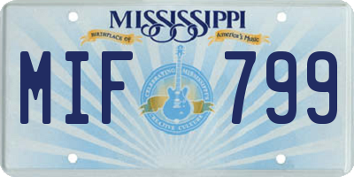 MS license plate MIF799