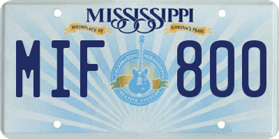 MS license plate MIF800