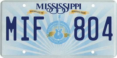 MS license plate MIF804