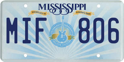 MS license plate MIF806