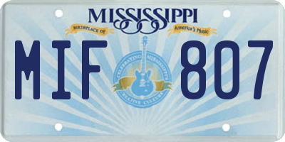 MS license plate MIF807