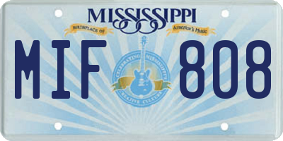 MS license plate MIF808