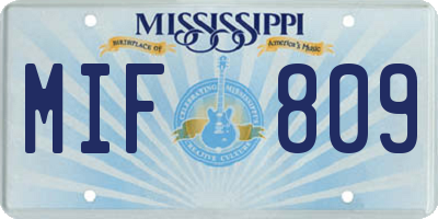 MS license plate MIF809