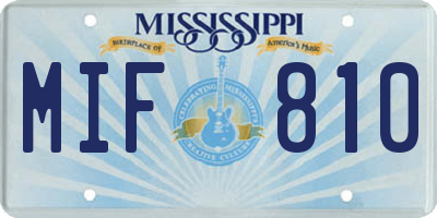 MS license plate MIF810