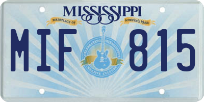 MS license plate MIF815