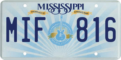 MS license plate MIF816