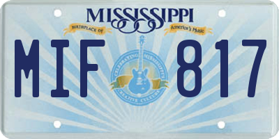 MS license plate MIF817