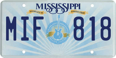MS license plate MIF818