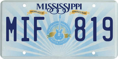 MS license plate MIF819