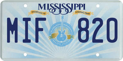 MS license plate MIF820