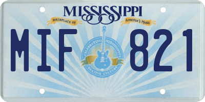 MS license plate MIF821