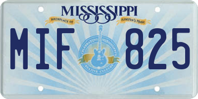MS license plate MIF825