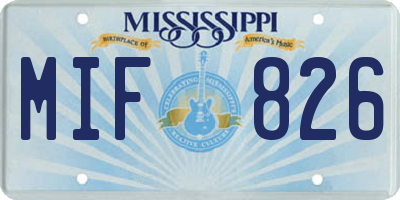 MS license plate MIF826