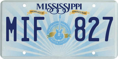 MS license plate MIF827