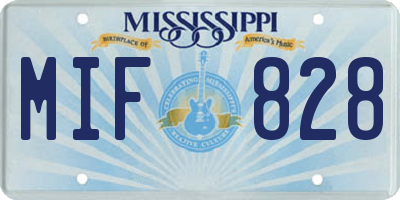 MS license plate MIF828