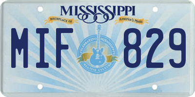 MS license plate MIF829