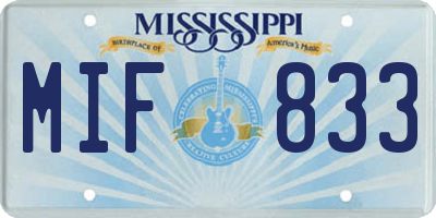 MS license plate MIF833