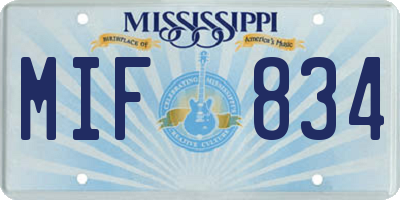 MS license plate MIF834
