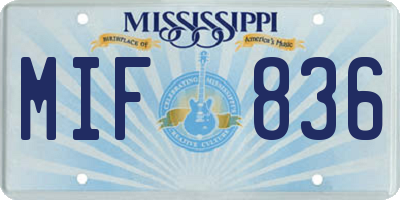MS license plate MIF836