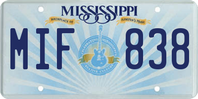 MS license plate MIF838