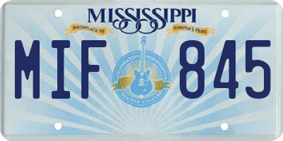 MS license plate MIF845