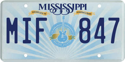 MS license plate MIF847