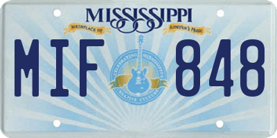 MS license plate MIF848