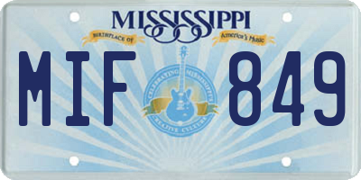 MS license plate MIF849