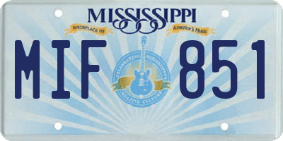 MS license plate MIF851