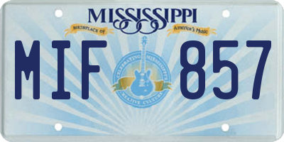 MS license plate MIF857