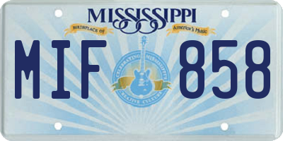 MS license plate MIF858