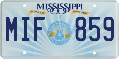 MS license plate MIF859