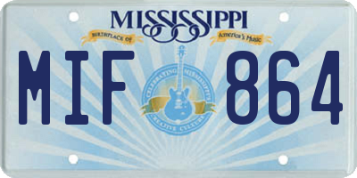 MS license plate MIF864