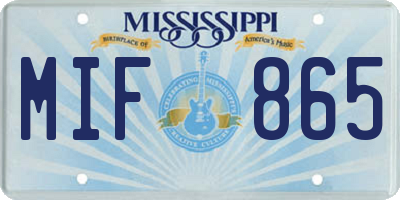 MS license plate MIF865