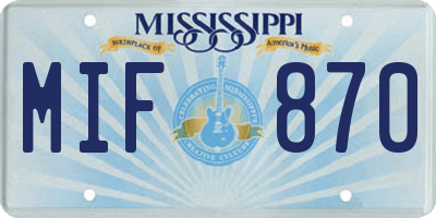 MS license plate MIF870