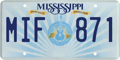 MS license plate MIF871