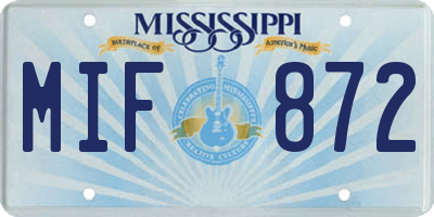 MS license plate MIF872
