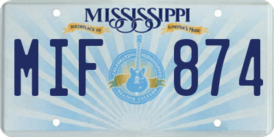 MS license plate MIF874