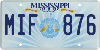 MS license plate MIF876