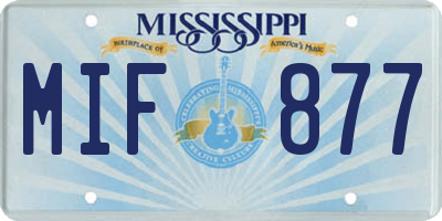 MS license plate MIF877