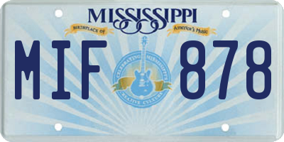 MS license plate MIF878