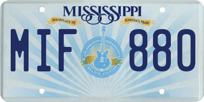 MS license plate MIF880