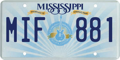 MS license plate MIF881