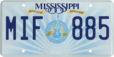 MS license plate MIF885