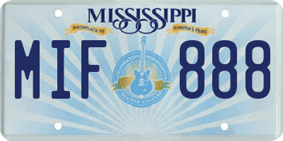 MS license plate MIF888