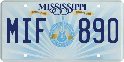 MS license plate MIF890