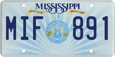 MS license plate MIF891