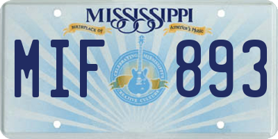 MS license plate MIF893