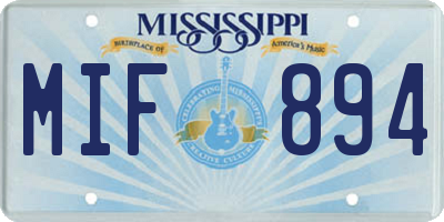 MS license plate MIF894
